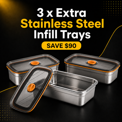 3x Trade Supply Stainless Steel Tray (1L)